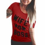 YEZIJIN Women Wife MOM BOSS Letter Print Short Sleeve T-Shirt Tops Blouse Tee 2019 New Under 10 Dollars Red