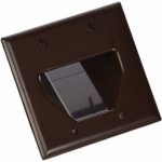 DataComm Electronics 45-0002-BR 2-Gang Recessed Low Voltage Cable Plate, Brown