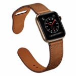 KYISGOS Compatible with iWatch Band 38mm 40mm, Genuine Leather Replacement Band Strap Compatible with Apple Watch Series 4 Series 3 Series 2 Series 1 38mm 40mm, Retro Brown