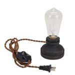 Kiven Steampunk Table Lamp UL Brown Weave Rope Dimmer Switch Cord Vintage Style Desk Light E26 Iron Base Modern Antique Table Light Bulbs Not Included