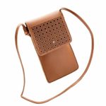 ZOMUSAR Laser Engraved Series Small Crossbody Bag Cell Phone Purse Wallet For Women (Brown)