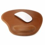 OTTO Leather Leather Oval Mouse Pad with Wrist Rest, Light Brown (OTTO220)