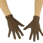 Ensnovo Adult Wrist Length Lycra Spandex Full Finger Stretchy Short Gloves Darkbrown M