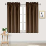DWCN Blackout Room Darkening Thermal Insulated Living Room Curtains Short Curtain Panels, Brown Kitchen Curtains, 38 x 45 inch Long, Set of 2, Drapes