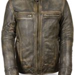 Milwaukee MEN’S MOTORCYCLE DISTRESSED BROWN SPORTY SCOOTER LEATHER JACKET W/2 GUN POCKETS (XL Regular)
