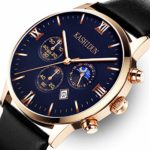KASHIDUN Men’s Watches Luxury Sports Casual Quartz Wristwatches Waterproof Chronograph Calendar Date Stainless Steel Band Black Color