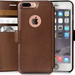 iPhone 7 Plus Wallet Case, Durable and Slim, Lightweight with Classic Design & Ultra-Strong Magnetic Closure, Faux Leather, Light Brown, Apple 7 Plus