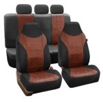 FH Group PU160BROWNBLACK115 Brown/Black PU Textured High Back Leather Seat Cover (Airbag Compatible and Split Bench)
