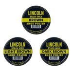 Lincoln Stain Wax Shoe Polish Variety Pack of Browns (Light Brown, Brown, Dark Brown)
