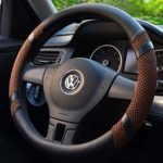 BOKIN Steering Wheel Cover Microfiber Leather and Viscose, Breathable, Anti-Slip, Odorless, Warm in Winter and Cool in Summer, Universal 15 Inches (Brown)