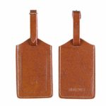 Genuine Leather Luggage Bag Tags 2 Pieces Set in 2 Colors Mont Swiss (Brown)