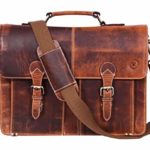 16″ Leather Briefcase Messenger Bag for Laptop by Aaron Leather (Brown)