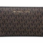 Michael Kors Jet Set Travel Slim Bifold Signature PVC Leather Wallet, Brown/Acorn