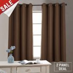 2 Panel Blackout Curtains Brown 63 inch Bedroom Linen Textured Curtains Room Darkening Window Curtains Grommet Blackout Drapes Living Room
