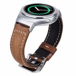 Vigoss Compatible Gear S2 Bands, Premium Vintage Crazy Horse Genuine Leather Band with Silver Stainless Steel Buckle Strap Replacement Bracelet for Samsung Gear S2 Smartwatch SM-R720/R730 Light Brown