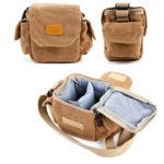 DURAGADGET Light Brown Small Sized Canvas Carry Bag for Kodak Pixpro SP1 Action Camera – with Multiple Pockets, Customizable Interior Storage Compartment & Adjustable Shoulder Strap