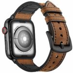 Mifa Hybrid Leather Sports Band Compatible with Apple Watch Vintage Bands Replacement Straps Classic Dress iwatch Series 4 1 2 3 38mm 40mm Brown Men Women HB (38mm /40mm – Brown)