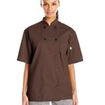 Uncommon Threads Unisex South Beach Chef Coat Short Sleeves, Brown, Large
