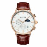 Chronograph Three Subdials Moon Phase Calendar Wrist Watches Leather Strap Luxury Men Watches
