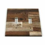 Double Lightswitch Plate Faux Brown Wood Planks (278D)