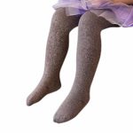 Ehdching Children Black Cotton Sparkly Baby Girls Glitter Pantyhose Stockings Tights for Baby Girls Kids (Light brown, L(5-7 years))