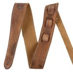 Fender Road Worn Strap – Deluxe Distressed Brown Leather with Tooled Road Worn Logo