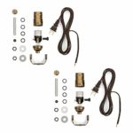 Lamp Wiring Kit – Make, Repurpose or Repair an Old Lamp with a Lamp Wire Kit – Antique Brass Socket – 12 Foot Long Brown Cord – DIY Lamp Making Kits Allow You to Build Your Own Lamp – 2 Pack