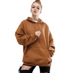 Women Lightweight Hoodie Sweatshirt Plus Size Casual Pullover With Pocket by Keepfit (L, Brown)