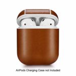 ZALU Compatible for AirPods Case with Keychain, Leather Full Protective Cover Skin for AirPods Charging Case (Dark Brown)