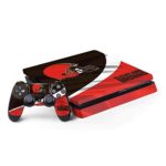 Skinit NFL Cleveland Browns PS4 Slim Bundle Skin – Cleveland Browns Design – Ultra Thin, Lightweight Vinyl Decal Protection