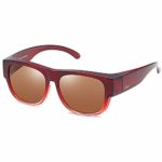 Duco Unisex Wear Over Prescription Glasses Rx Glasses Polarized Sunglasses 8956 (8958 Wine Red/Brown)
