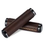 Champkey Ergonomics Comfort Design Genuine Leather Bicycle Handlebar Grips 1 Pair with Soft Material Cycling Grip (Brown(Round Tube))
