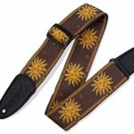 Levy’s Leathers 2″ sun Design Jacquard Weave Guitar Strap with Leather Backing, Genuine Leather Ends; Brown (MPJG-SUN-BRN)