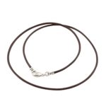 DragonWeave Sterling Silver 1.8mm Fine Brown Leather Cord Necklace