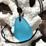 Aqua and Dark Brown Handmade Leather Sea Glass Necklace, NAUTICAL SEA GLASS, Aqua and Dark Brown Leather Sea Glass Necklace, Sea Glass Jewelry, Leather Jewelry Aqua, Unisex Necklace, Man Jewelry