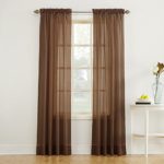 No. 918 Erica Crushed Texture Sheer Voile Curtain Panel, 51″ x 84″, Chocolate Brown