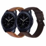 KADES Gear Sport Band Leather, Genuine Leather Replacement Strap Compatible for Samsung Galaxy Watch 42mm/ Garmin VivoActive 3/ Ticwatch 2/ Ticwatch E/Amazfit Bip Smart Watch (Brown+Coffee)