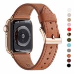 WFEAGL Compatible iWatch Band 44mm 42mm, Top Grain Leather Band with Gold Adapter (The Same as Series 4 with Gold Stainless Steel Case in Color) for iWatch Series 4/3/2/1 (Brown Band+Gold Adapter)