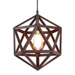 HOMIFORCE Industrial 1 Light Large Brown Wrought Iron Pendant Lights with Metal Cage Shade in Matte-Brown Finish-Modern Industrial Hanging for Kitchen Island,Close to The Ceiling(Tempel Bronze)