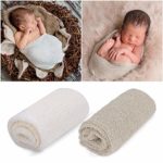 Outgeek Newborn Baby Photography Props 2 Pack Long Ripple Wrap DIY Newborn Photography Wrap (Light Brown and White)