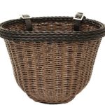 Colorbasket 01396 Front Handle Bar Adult Bike Basket, Water Resistant, Leather Straps, Brown with Black Trim