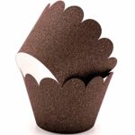 Glitter Cupcake Wrappers Adjustable, Reusable – 50 Count (Brown)