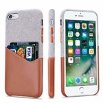 lopie [Sea Island Cotton Series Slim Card Case Compatible for iPhone 6s Plus and iPhone 6 Plus, Fabric Protection Cover with Leather Card Holder Slot Design, Light Brown
