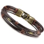 Jstyle Mens Vintage Leather Wrist Band Brown Rope Bracelet Bangle
