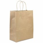 [50 Pack] Heavy Duty Kraft Paper Bags with Handles 13 x 10 x 5″ 12 LB Twisted Rope Retail Shopping Gift Durable Natural Brown Barrel Sack