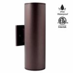 Outdoor Wall Sconce, 13-Inch Modern Waterproof Porch Light Up Down Cylinder Light, Brown [ETL Listed]