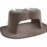 PetComfort Double High Feeding System with XL Mat (14″ Stand, Light Brown)