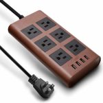 SUPERDANNY 9.8ft 15A Surge Protector Power Strip with USB 2.4A 14AWG Heavy Duty Extension Cord Flat Plug 6-Outlet 4 USB Fast Charging Ports 1080J for iPhone iPad Home Indoor Office Desktop Brown