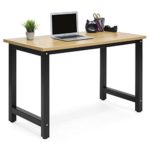 Best Choice Products Large Modern Computer Table Writing Office Desk Workstation – Light Brown/Black