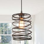 LNC Pendant Lighting for Kitchen Island?Rustic Farmhouse Rust Cage Hanging Lamp,Brown, A03291